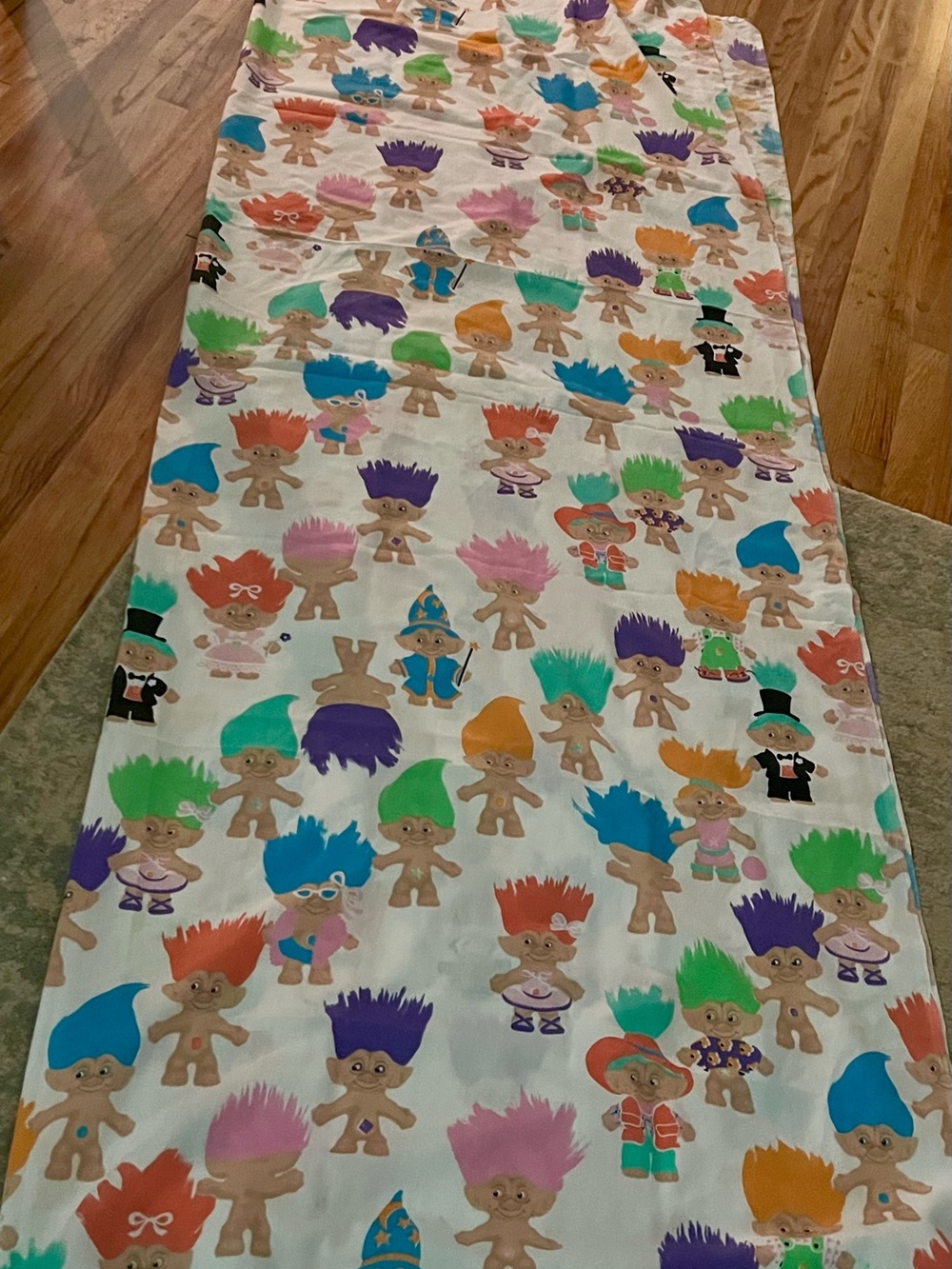 Vintage 1992 Treasure Trolls Twin Flat  Sheet ACE Novelty Co 90s Bedding Fabric